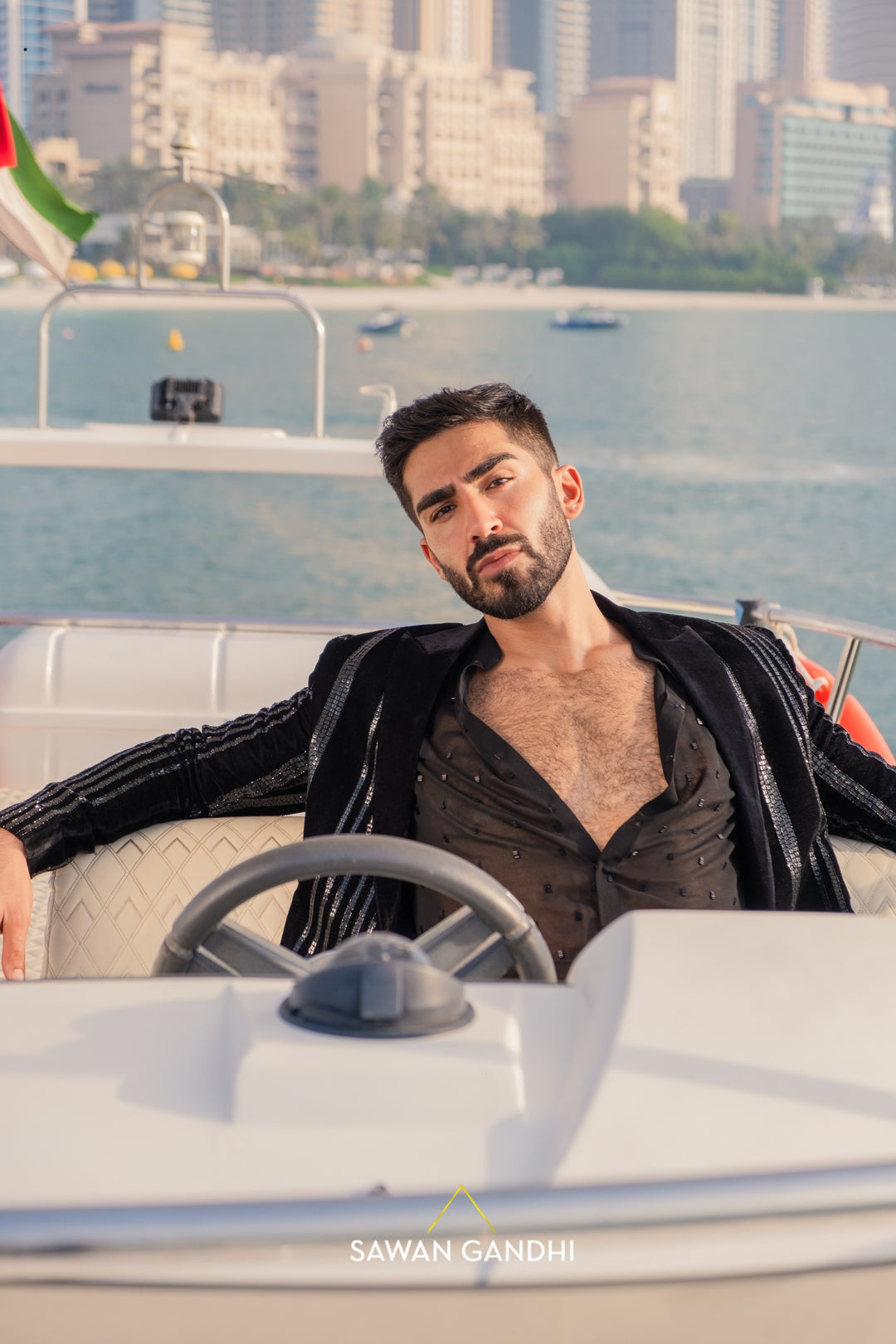 Black sequins stripe jacket