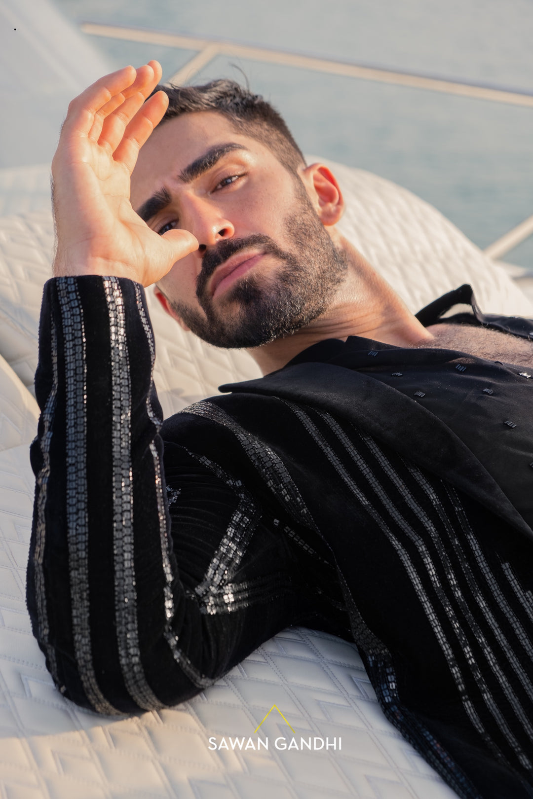 Black sequins stripe jacket