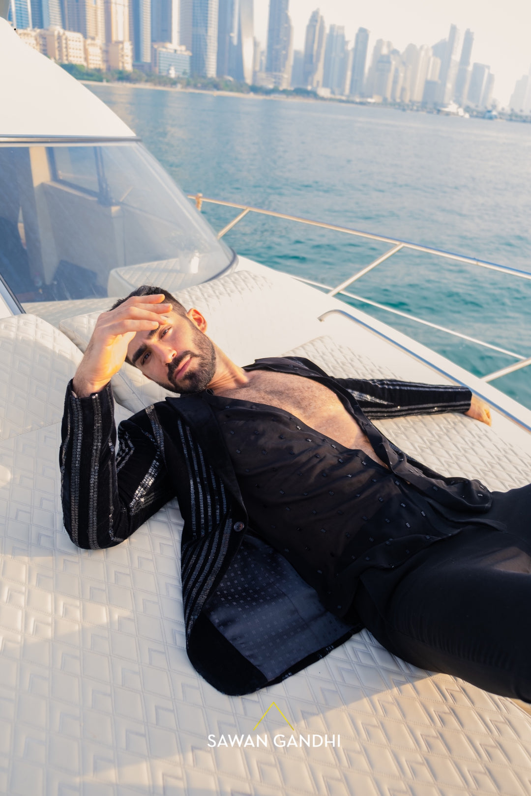 Black sequins stripe jacket