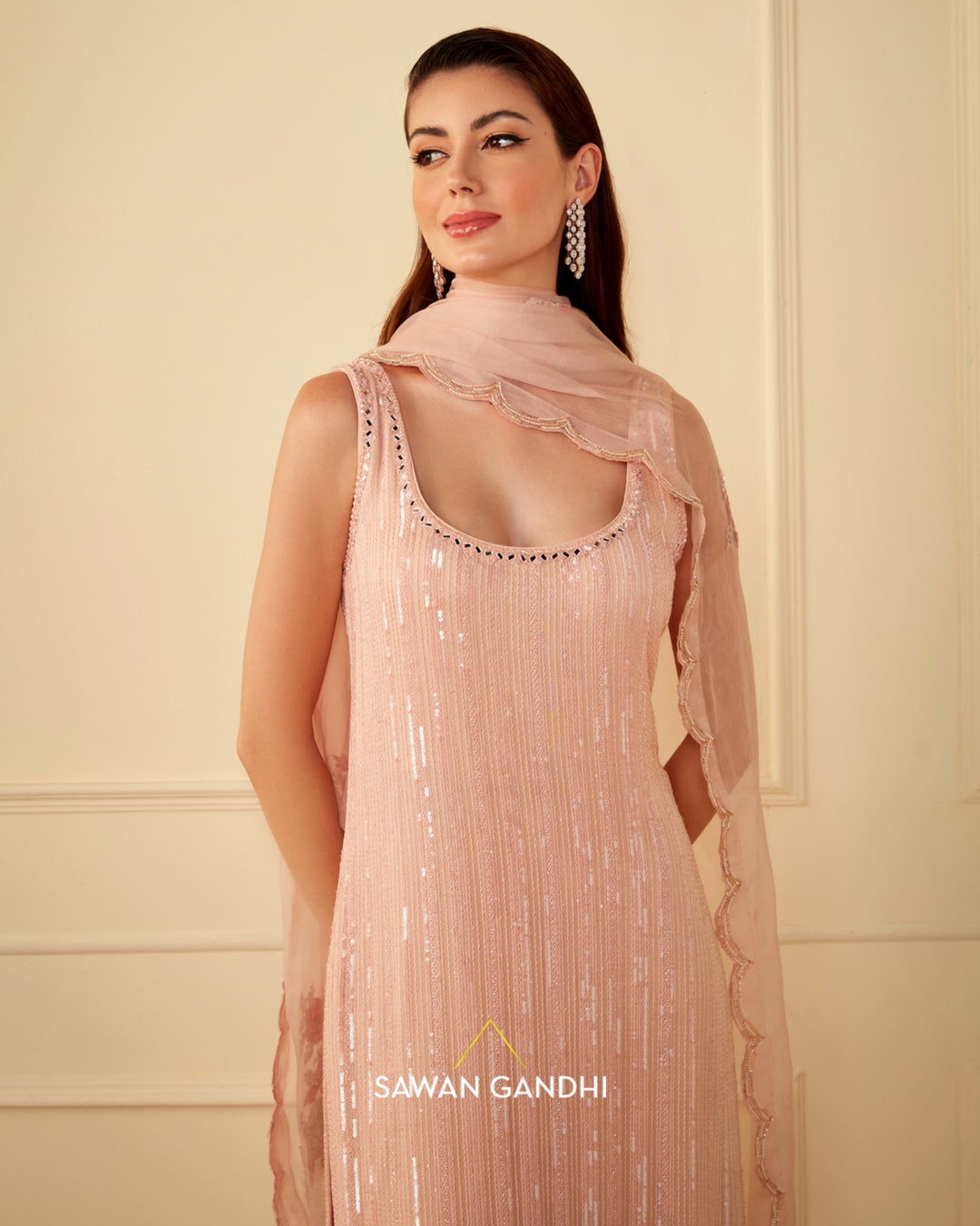 Blush pink sharara suit set