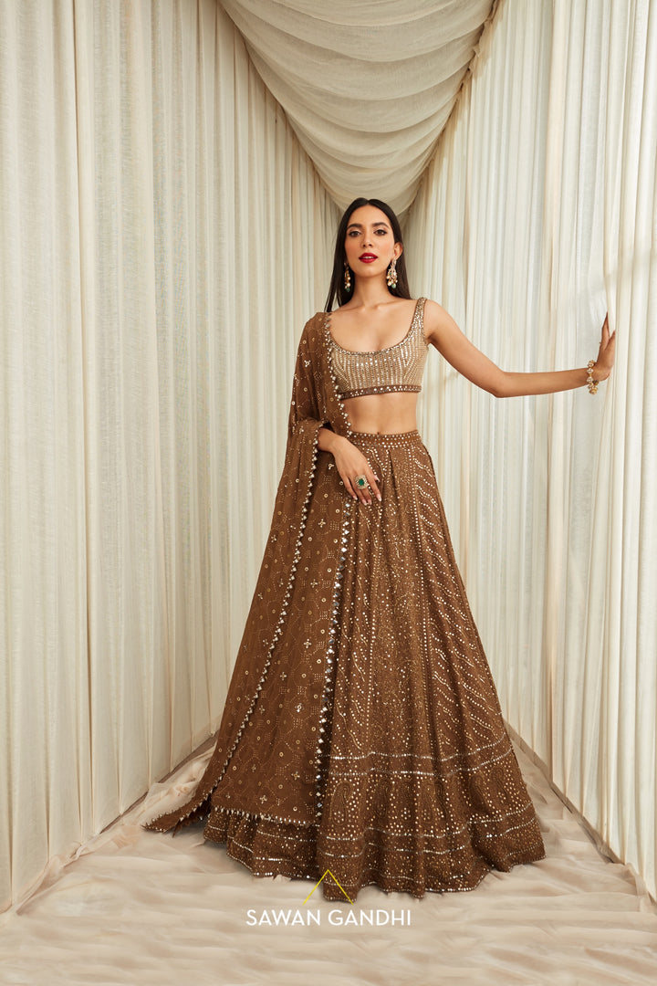 Coffee Chikankari lehnga set