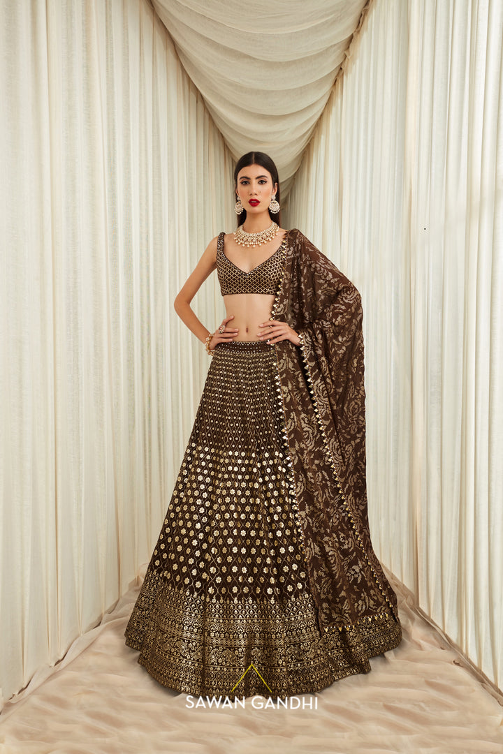 Coffee badla work lehenga