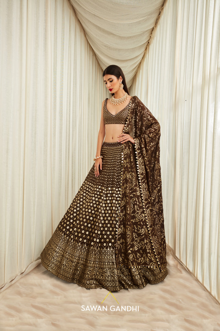 Coffee badla work lehenga