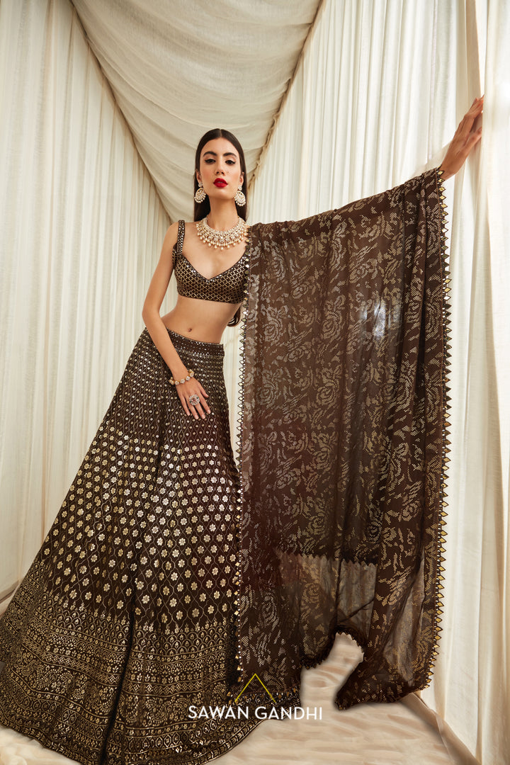 Coffee badla work lehenga