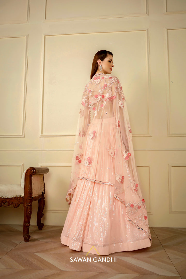 Pink sequins lehnga