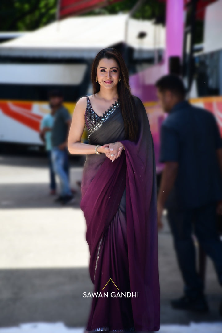 Trisha Krishnan in Grey wine ombre saree