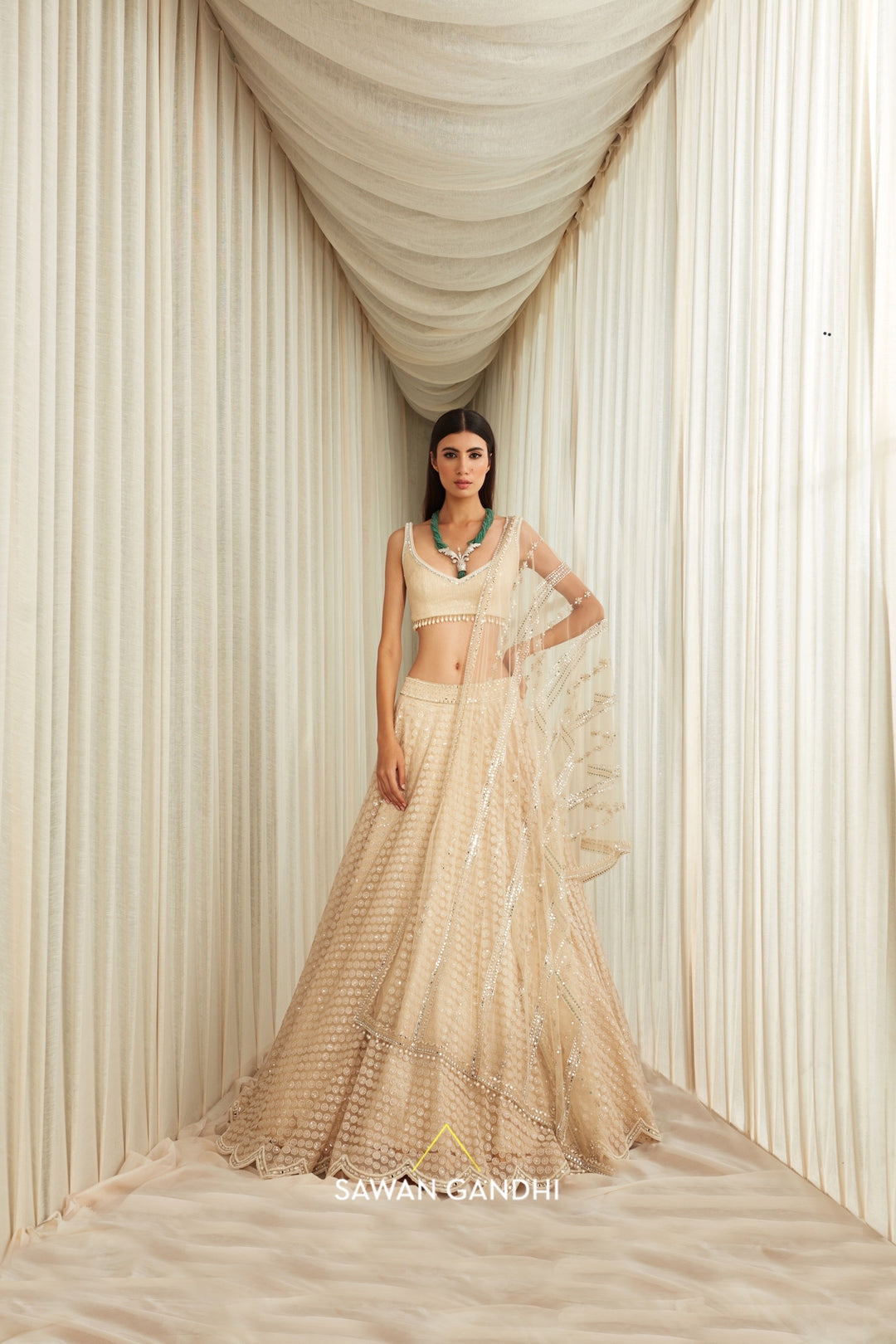 Almond floral sequins lehnga set