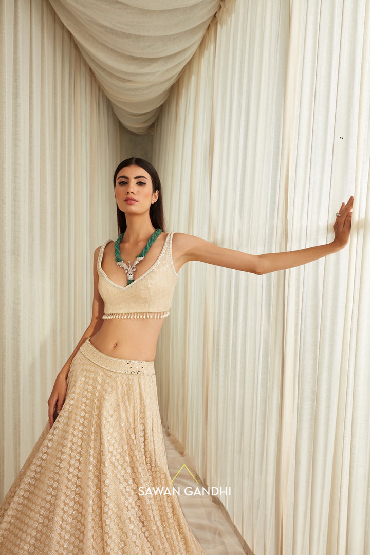 Almond floral sequins lehnga set