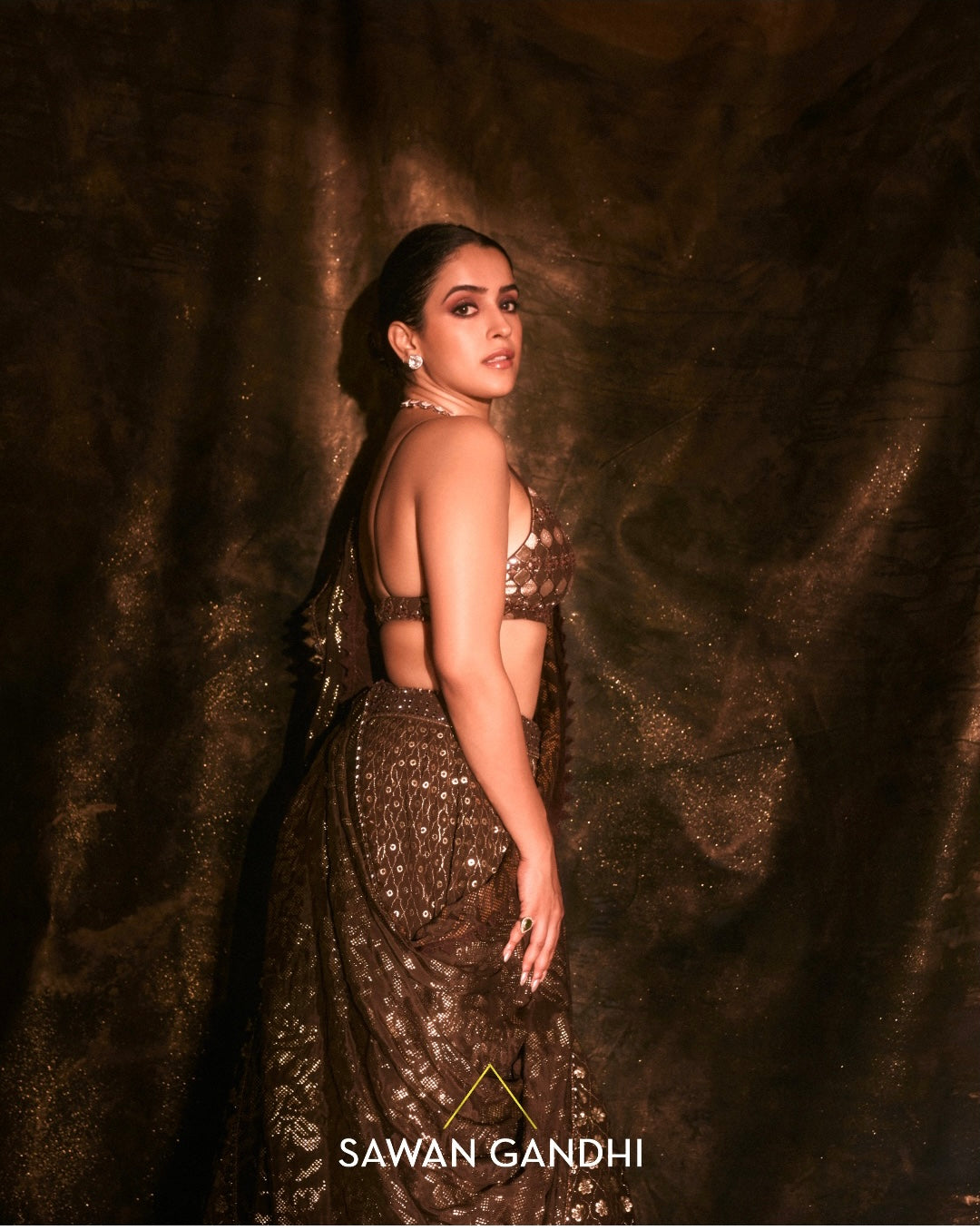 Sanya malhotra in coffee badla work lehenga