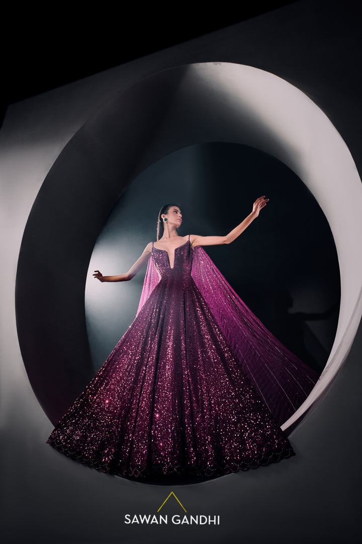 Wine sequins gown