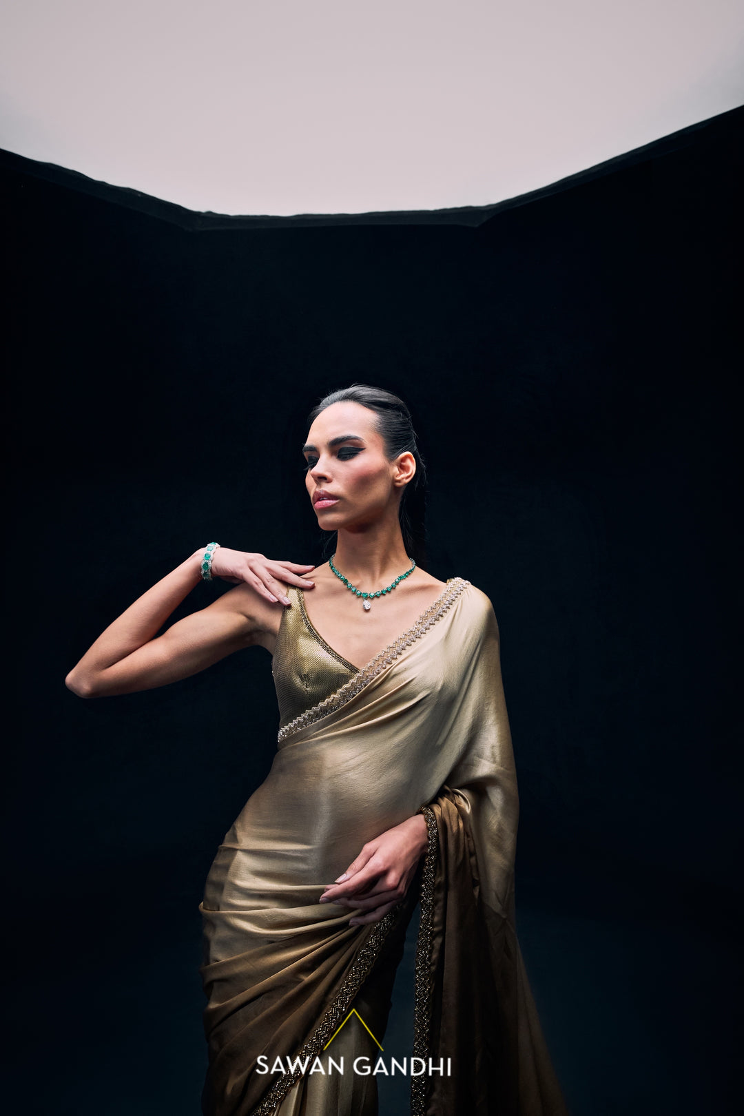 Gold ombré saree