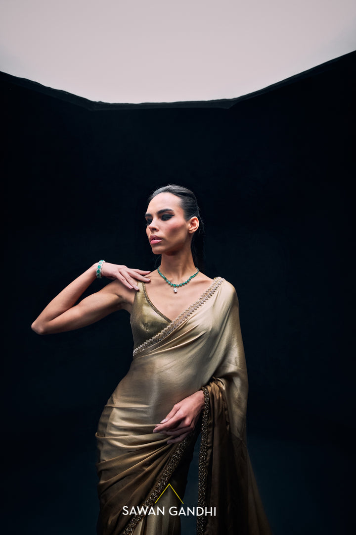 Gold ombré saree
