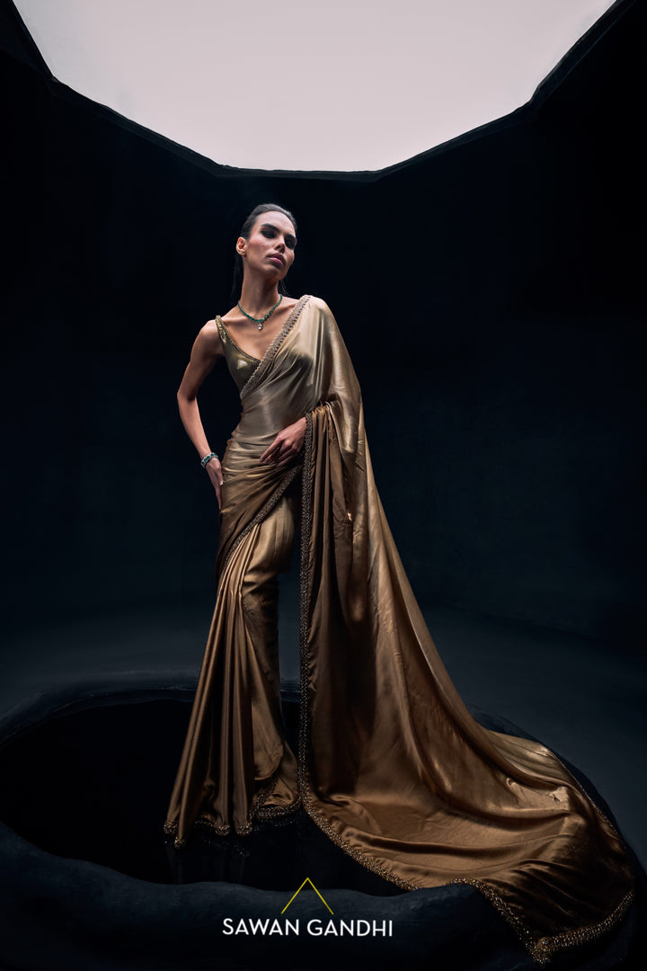 Gold ombré saree