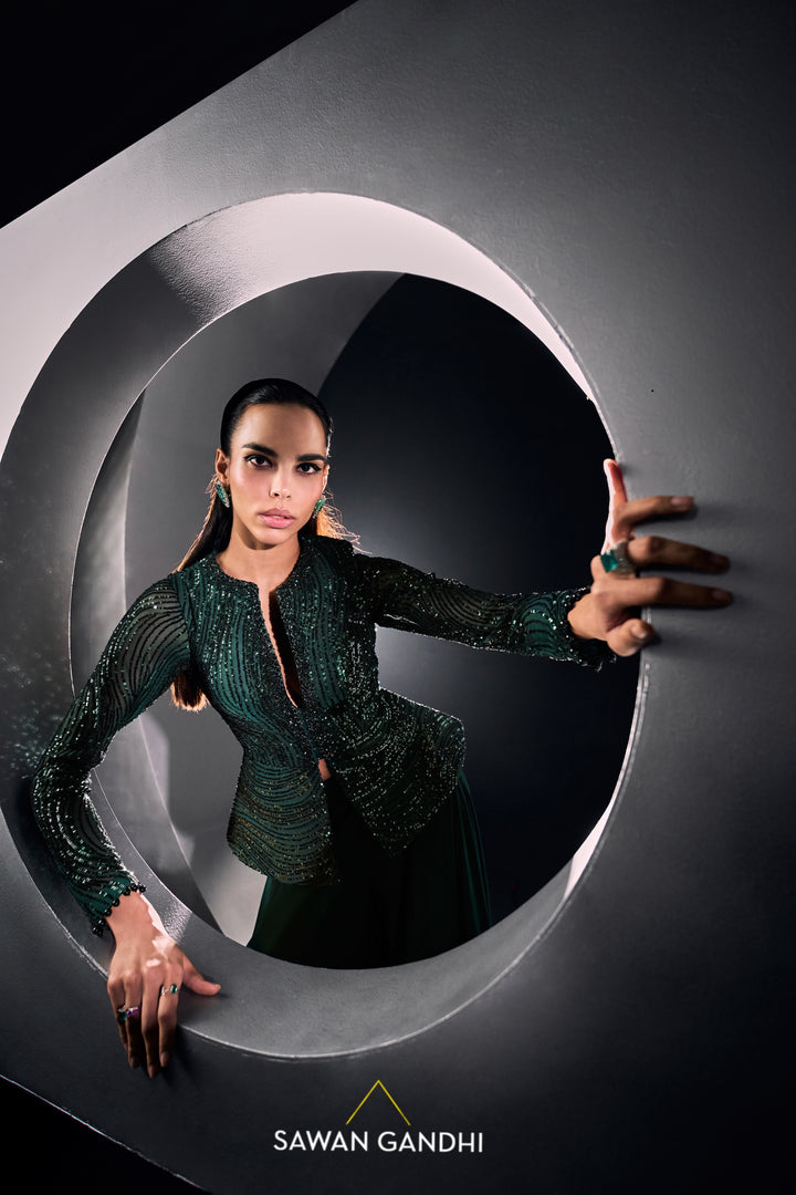 Green sequins peplum