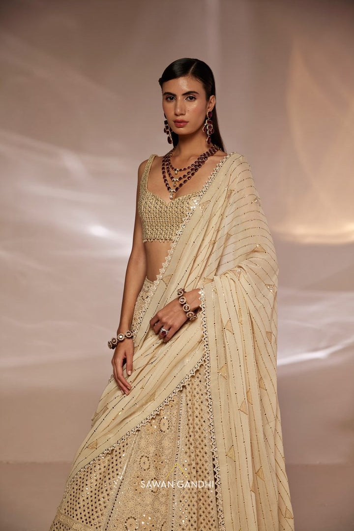 Gold chikankari lehnga set