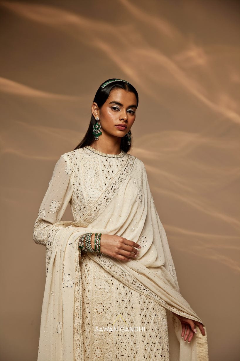 Ivory Chikankari suit set