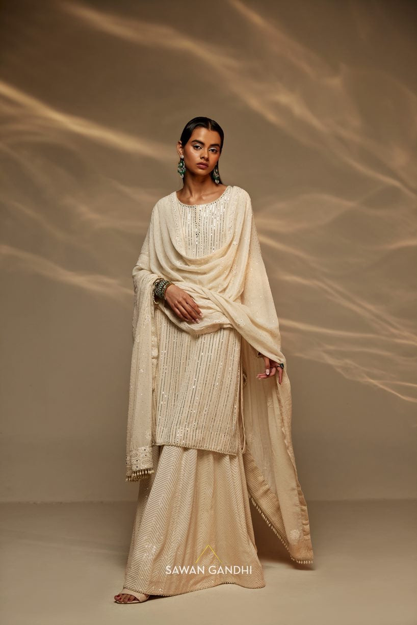 Ivory Dori work sequins suit set