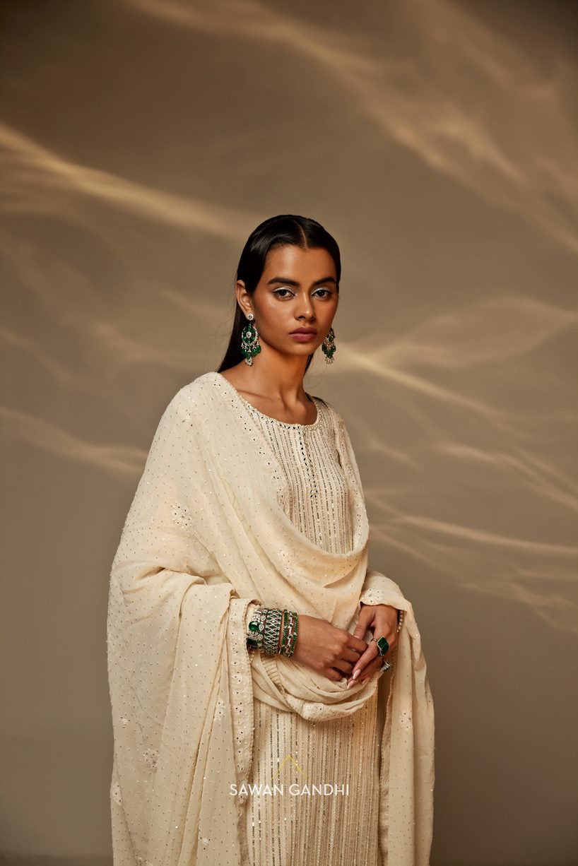 Ivory Dori work sequins suit set