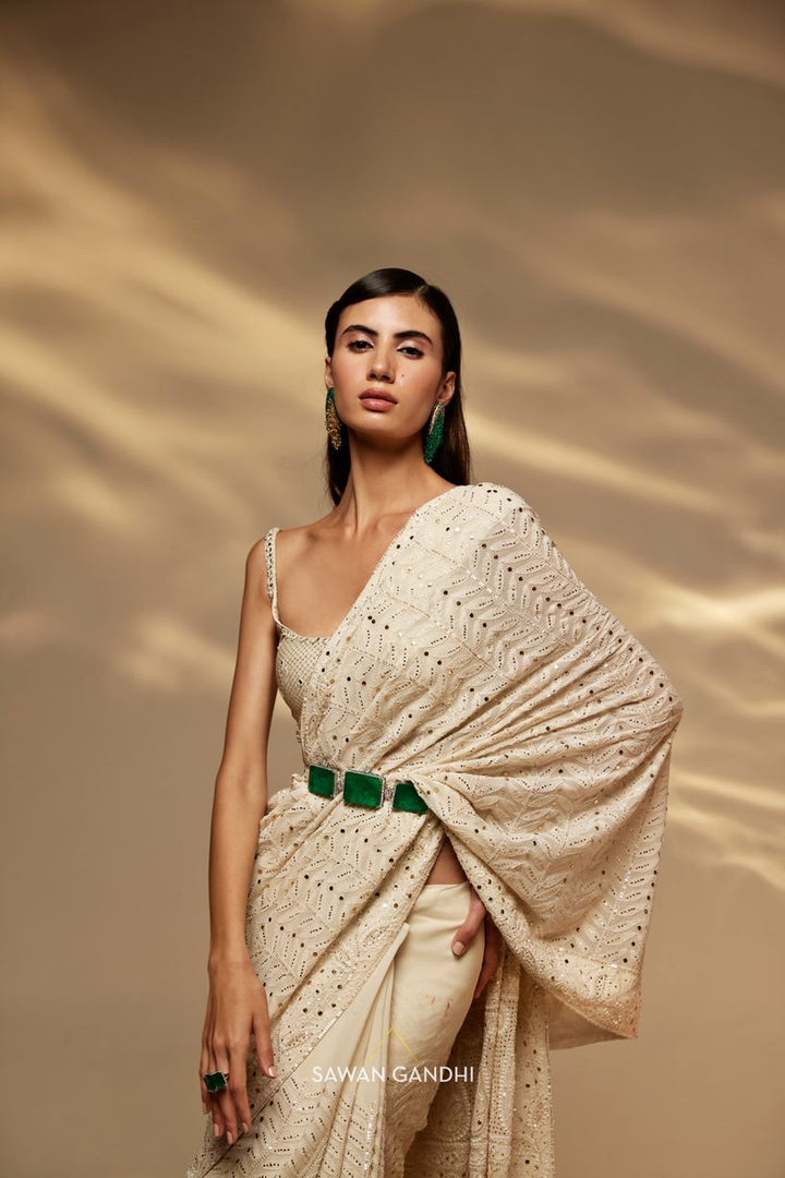 Ivory leaf chikankari set