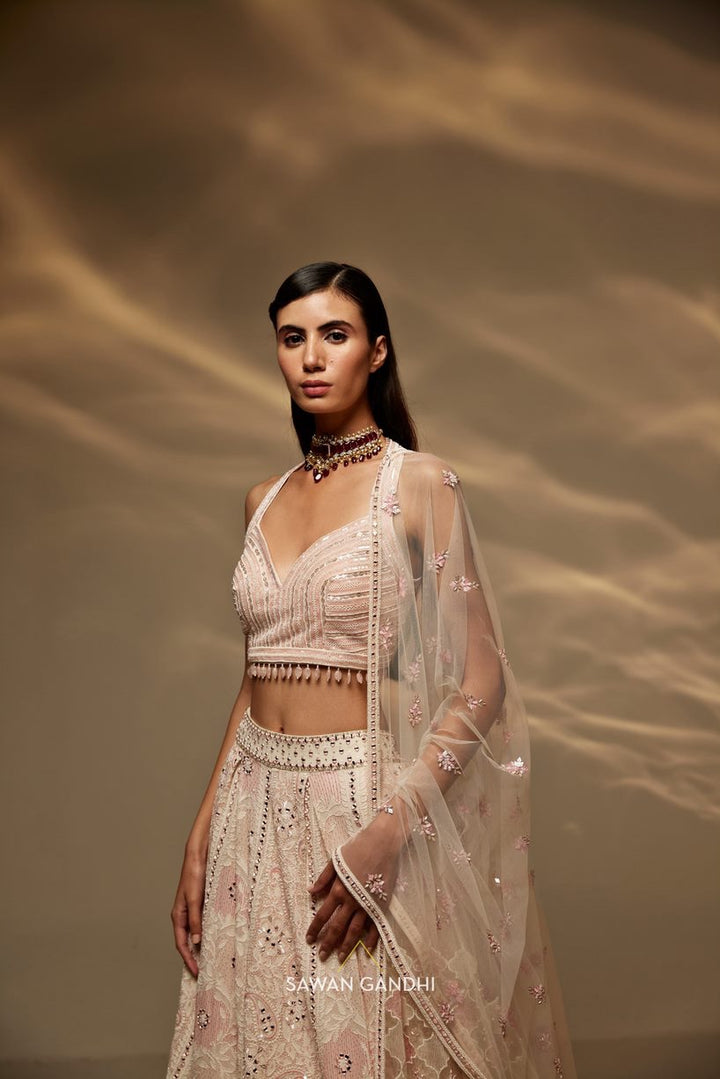 Ivory chikankari lehenga set