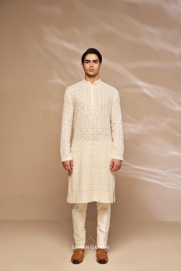 Ivory chikankari kurta