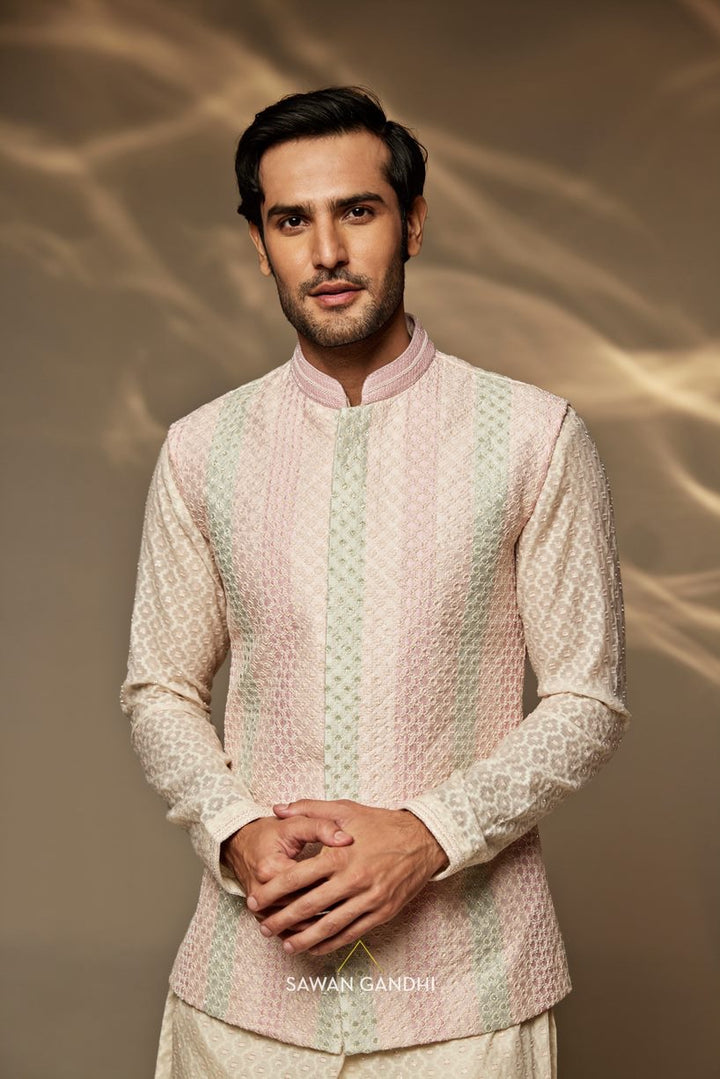 Multicolour Nehru and Self work kurta