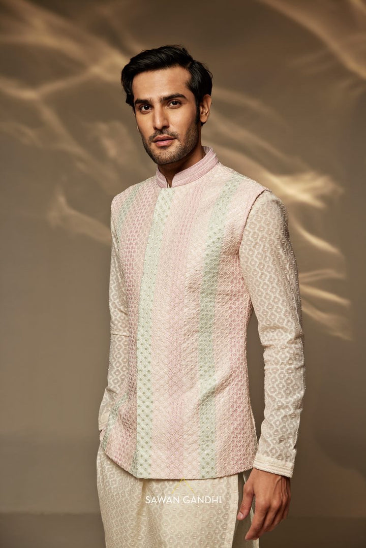 Multicolour Nehru and Self work kurta
