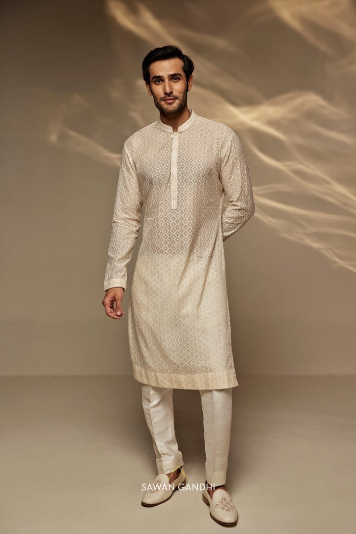Ivory self chanderi kurta