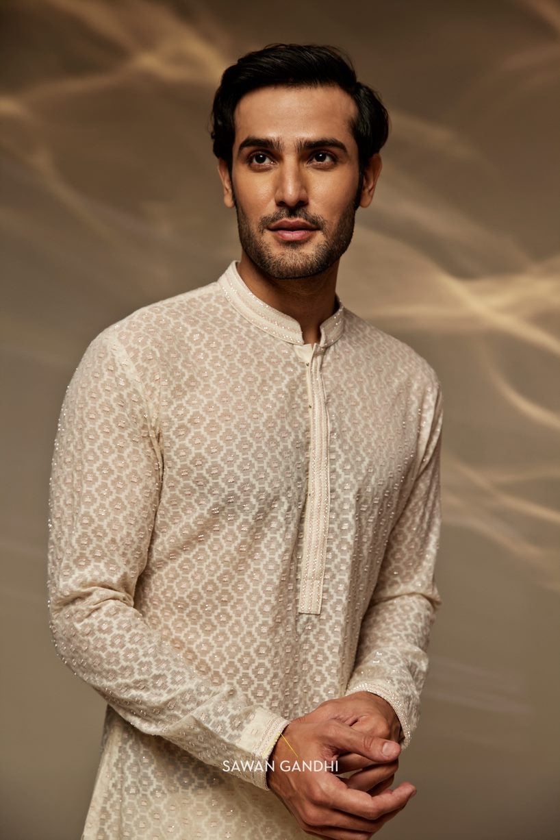 Ivory self chanderi kurta