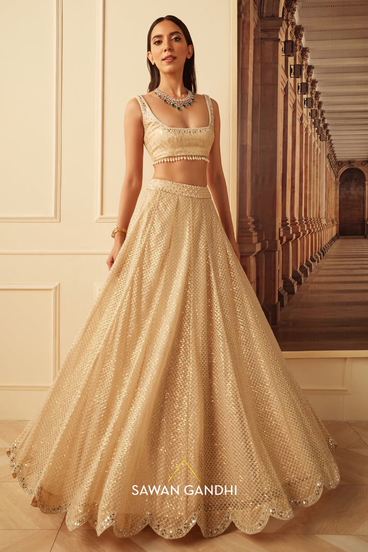 Gold thread work lehnga  set