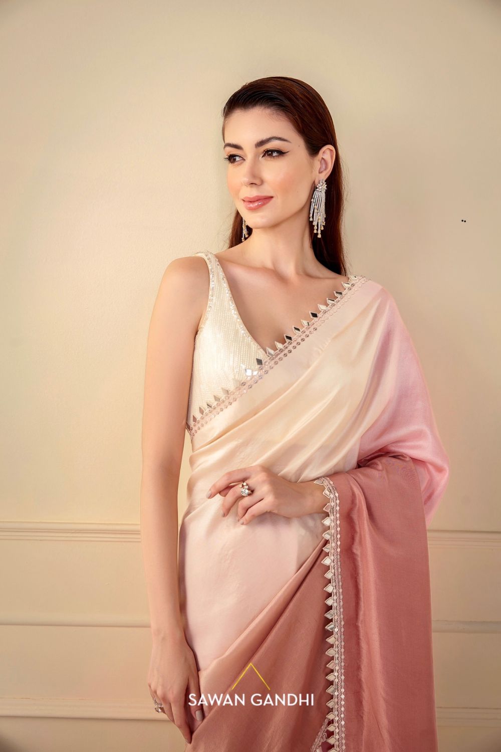 Dusky pink ombré saree