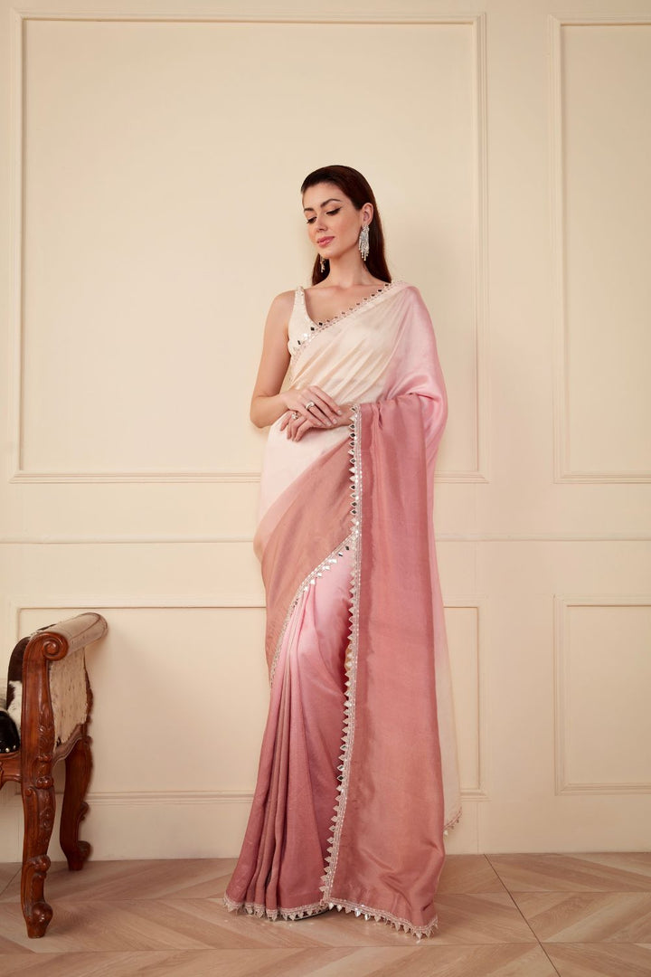 Dusky pink ombré saree