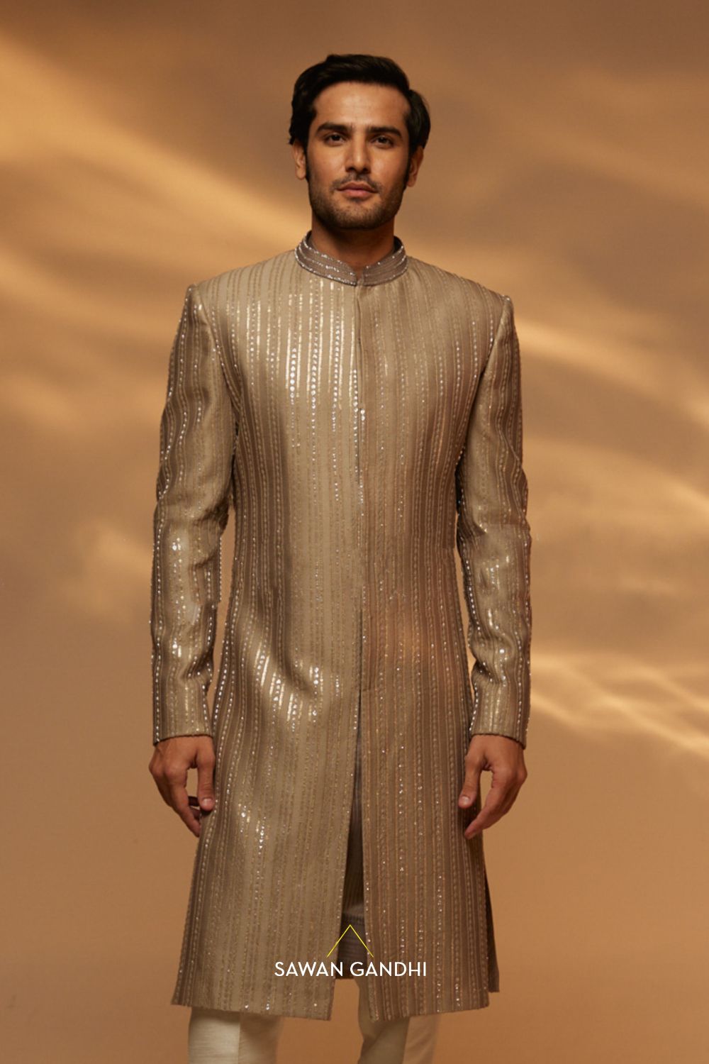 Taupe sherwani
